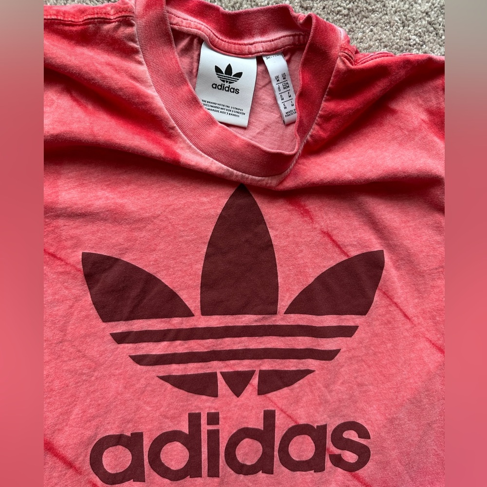 Like New Adidas Originals Men's Tie Dye Short Sleeve Light Red T-Shirt - Picture 3 of 3